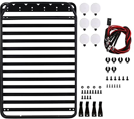 Pexorin Gepäckträger-Dachgepäckträger 1/10 RC Crawler, for Axial, SCX10 90046, for Traxxas, TRX4 Metall mit Licht 235 * 155 mm Spielzeugauto-Abenteuer-Dachträger(YQ-LXJ04)