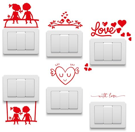 Lol T-Shirt Stickers Adesivi per Interruttori – Set 6 Pezzi in Vinile Rosso, Decorazioni Murali per Prese e Placche Elettriche – Adesivo da Muro per Casa, Camera da Letto, Cucina, Soggiorno