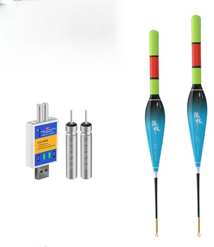 Hegawleo 2 Stück Led Posen Angeln mit CR425 Batterie Ladegerät, angelposen Mit Gravity Sensing Farbwechsel Und Kupferring, Angel Zubehör Zum Meeresfischerei Angeln Am See, Fluss Oder Teich. (7g+9g)
