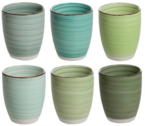 Cookinglife Delice | Tasses à Café sans Anse x6 | 160ml | Céramique | Tasses à Thé | vert | Lave-vaisselle, Micro-ondes, Four