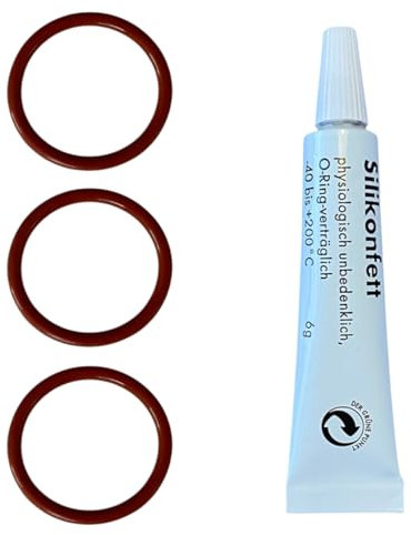 Pflegeset/Wartungsset für DeLonghi Kaffeeautomaten – 3 Dichtungen und Silikonfett – passend für die Brühgruppen ESAM ECAM ETAM EAM EPAM – Magnifica PrimaDonna Eletta Maestosa Dinamica