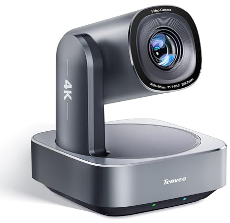 Tenveo 4K PTZ Cámara con Seguimiento por IA de Humanos y Rostros Zoom Óptico 20X + Digital 8X USB3.0/HDMI/LAN PoE IP Cámara para Transmisión en Vivo para Servicios Religiosos, Eventos de Transmisión