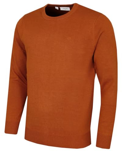 Calvin Klein Mens Crew Neck Cotton Sweater - Ginger - S