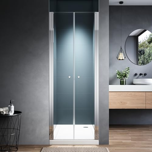 OsmanthBD Duschtür Nische 76x195 cm Einbaumaß 75-80 cm Chrom | Pendeltür aus 6 mm ESG Sicherheitsglas mit Nano-Beschichtung für eine pflegeleichte und langlebige Oberfläche