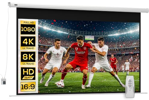HOMCOM Telo Proiettore Motorizzato 100 Pollici 4K HD 251x168 cm Bianco | Schermo Proiettore Elettrico con Telecomando, Telo Videoproiettore per Casa Cinema Ufficio Home, Formato 16:9