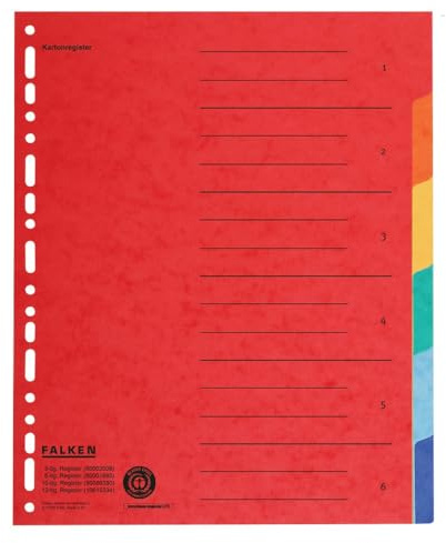 Falken 3er Pack Karton-Register überbreit für DIN A4+ 24 x 30 cm volle Höhe mit Organisationsdruck 6-teilig vollfarbig zur Ablage von Prospekt- und Klarsichthüllen