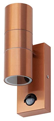 LITECRAFT Kenn Up & Down Outdoor GU10 Wall Light with PIR Motion Sensor - (Copper)