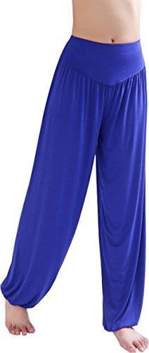 HOEREV Super weiche Modal Spandex Harem Yoga Pilates Hosen, Gr.-X-Large,Königsblau