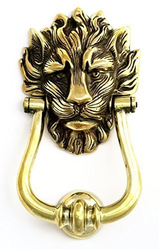 Castelion® Large Solid Brass Hairy Lion's Head Door Knocker | Number 10 Downing Street Lion Knocker | High Quality Home Accessories | | Easy to Attach Home Decor | 23cm (9)