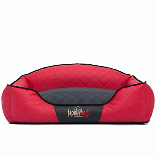 Hobbydog L ELICZP12 Dog Bed Elite L 65X50 cm Red with Black Pillow, L, Multicolored, 1.6 kg