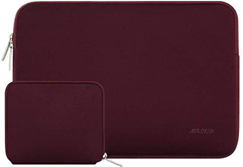 MOSISO Laptop Hülle Tasche 13,3 Zoll,13-13,3 Zoll Laptophülle Kompatibel mit MacBook Air/Pro 13/ Pro 14 Zoll M4 M3 M2 M1,HP Dell ASUS Lenovo Notebook,Neopren Sleeve mit Klein Fall,Weinrot