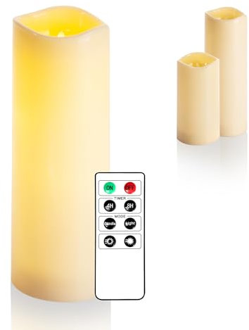 LED Outdoor Kerze MEDIA BOX inkl. Fernbedienung,10x30 cm (creme/Kunststoff)