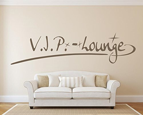 Wandtattoo für Ihr Wohnzimmer ~ Text: VIP-Lounge V.I.P., Sprüche ~ 620023-58x20 cm, Wandaufkleber Wandtatoos Sticker Aufkleber für die Wand, Fensterbild, Tapetensticker, Türaufkleber, Tattoo aus Markenfolie in 32 Farbe