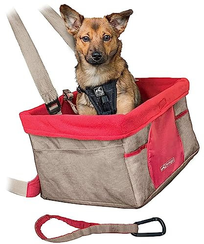 Kurgo Heather Car Booster Seat For Dogs, Quick And Secure Installation, Includes Seat Belt Tether, Fleece Lining, Nutmeg, Red, 1 Count, Pack of 1