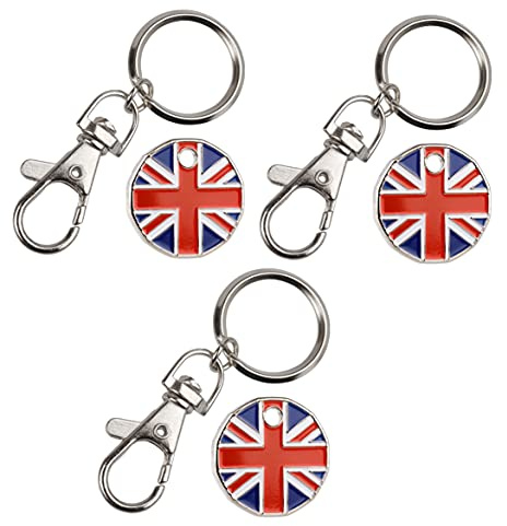 3 X Union Jack Trolley Coin token Keyring