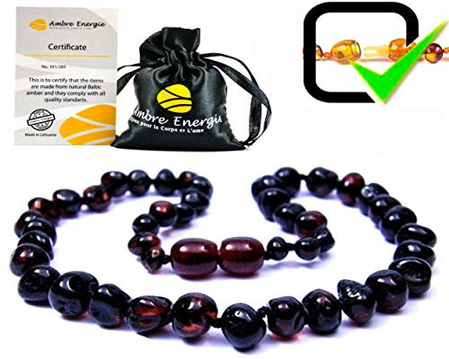 AmberJewellery Bernsteinkette, 100% Natur Bernstein, Top Qualität / Handarbeit, Sicherheitsverschluss, Unisex, Erwachsene, Formal, Besondere Anlässe, Kette
