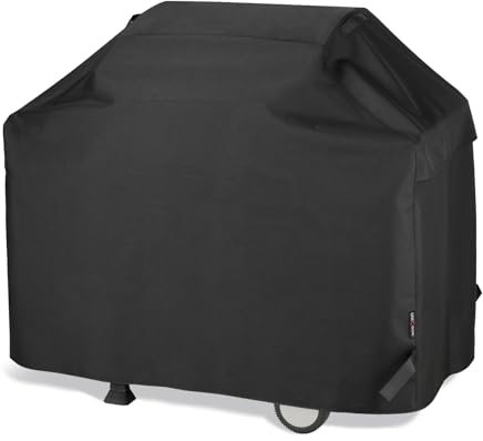 Unicook BBQ Cover 55 Inch, Heavy Duty Waterproof Outdoor Gas Grill Barbecue Cover, Special Fade and UV Resistant, Compatible for Weber Char Broil Outback Barbecues, Black(140 x 58 x107CM)