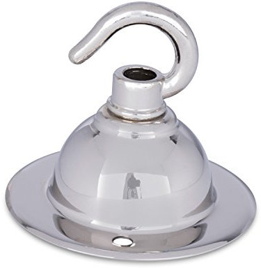 Kompakter Baldachin für Lampe, Deckenbaldachin aus Messing mit Haken, Nickel - inkl. Montagematerial und Zugentlastung