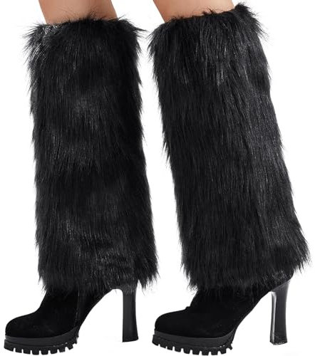 Nanxson Damen Stulpen Lange Furry Fuzzy Beinwärmer Strümpfe Winter Warm Beinlinge Stulpe TTW0034 (Schwarz