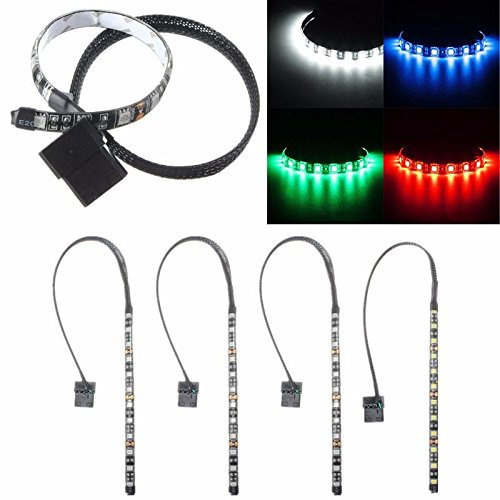 MASUNN Waterproof Flexible Neon Adhesive LED Strip Light for PC Computer Case 12V 4 Pin - Red