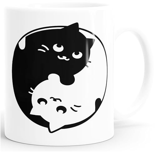MoonWorks Tasse mit Katzen-Motiv Ying Yang Cats Weiss unisize