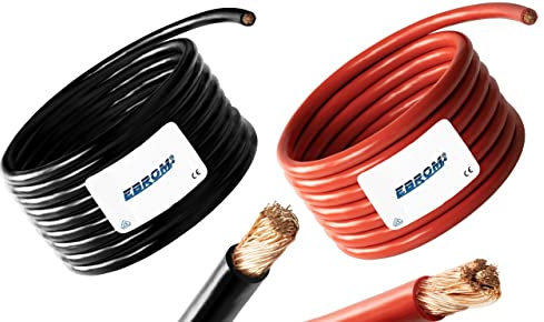 Battery cable accurate to the metre. Red (+) & Black (-) Combo H07V-K 2.5/4 / 6/10 / 16/25 / 35/50 or 70 mm² (mm2) Battery Cable 100% OFC Copper - Sold by the Metre up to 50 Metres per Type