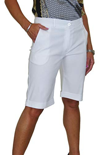 icecoolfashion Womens Above Knee Straight Leg Shorts White 8-22 (18)