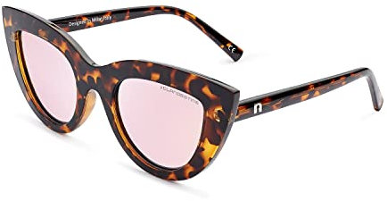 CLANDESTINE - Occhiali da Sole Gatto 7 Habana Rose - Lenti a Specchio Rosa Polarizzati e Montatura in Acetato - Occhiali da Sole Unisex - Smart Vision Technology - Più Nitidezza e Meno Riflessi