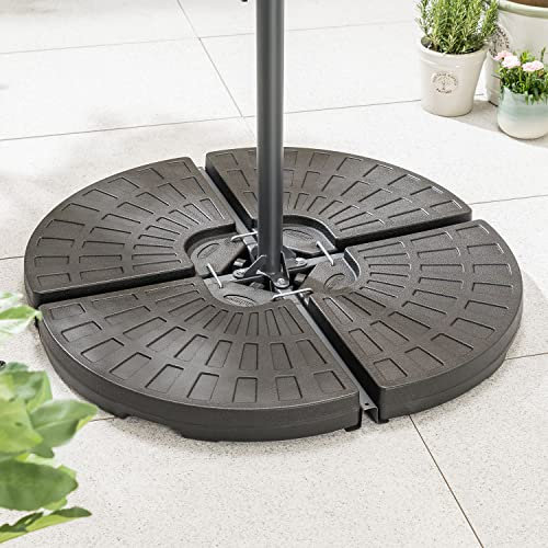 CHRISTOW Cantilever Banana Parasol Base 66kg, Garden Umbrella Weight, Sand Or Water Filled, 4 Piece, Heavy Duty, Weather Resistant