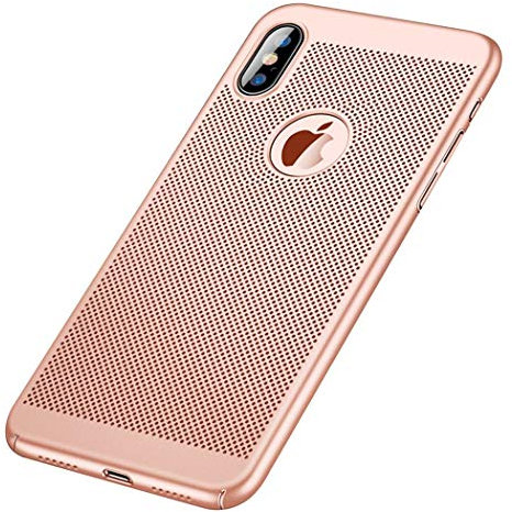 Case for iPhone XS Max Cover, Ultra-thin Bumper Hard PC Shockproof Anti-Scratch Sweatproof case [Breathable] Mesh Hole Heat Dissipating for iPhone XS Max - Rose gold