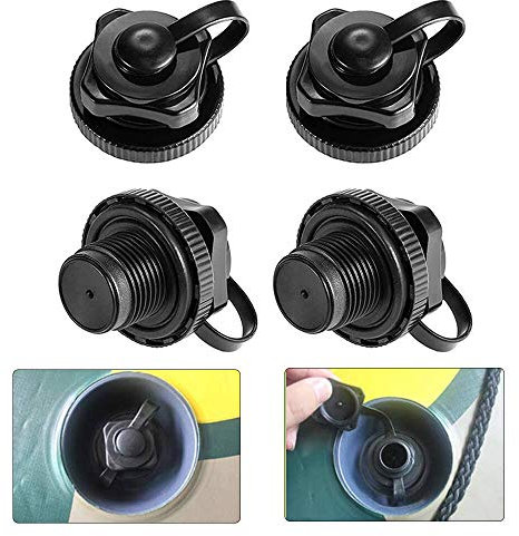 Uni-Fine 4pcs Inflatable Boat ABS Plastic Screw Valve Airbeds, Black, 20mm