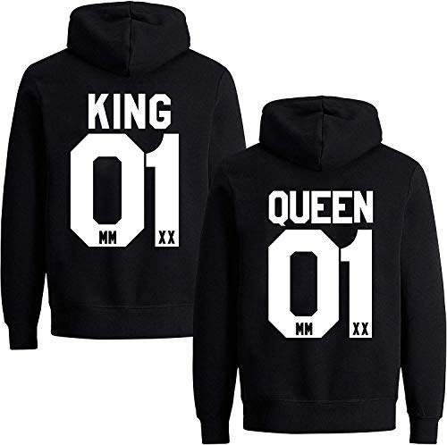 Couples Shop King Queen Hoodie Pullover für Paare
