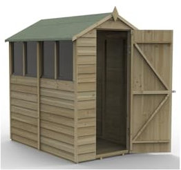 Forest Garden 4LIFE Apex Shed 4x6 - Single Door - 4 Windows