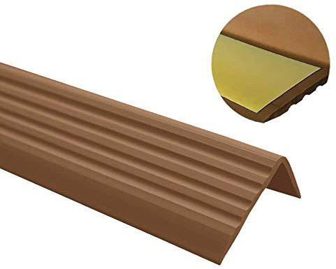 TMW Profiles PVC Bullnose Stair Nosing 40mm × 25mm – Self-Adhesive – Anti-Slip, 1.18m (Brown)