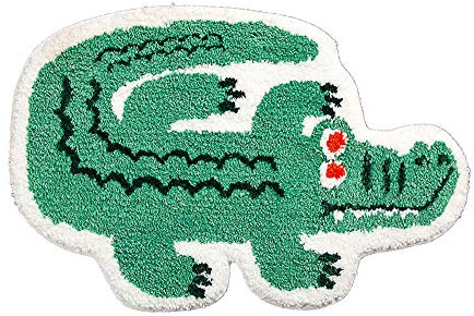 Cute Soft Small Crocodile Shaped Mat for Bathroom Showroom Bathmat Non-Slip Bath Rugs Play Carpet Area Rug for Kids Photography Props