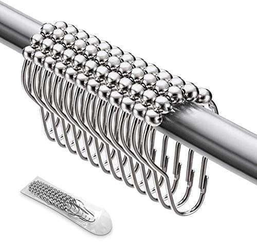 BITEFU 36 x Glänzendes Duschringe Chrom Hochwertiges Metall Aufhängeringe für Vorhang,Metall Ring für teleskopstange Duschvorhang mit Gleitsystem