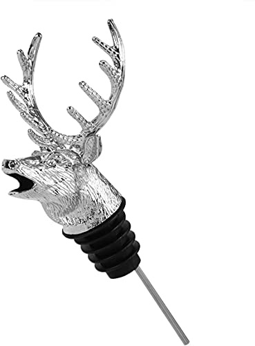 LATRAT Hirschkopf Flaschenverschlüsse Weinausgießer Wein Stopper für Weinflaschen, Silber Wine Pourer Wein Stopper Fun Ausgießer für Weinflaschen Geschenk für Weinliebhaber und Weihnachten