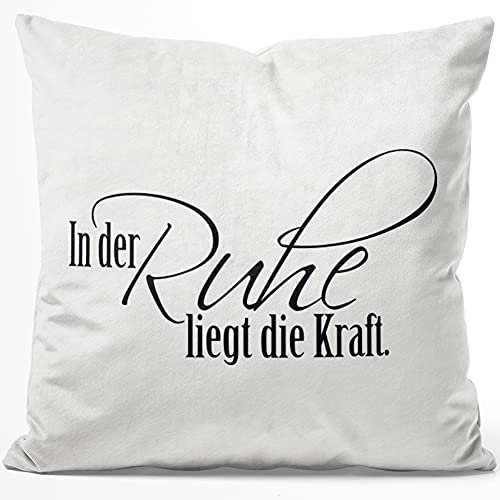 JUNIWORDS Kissen, In der Ruhe liegt die Kraft, 40 x 40 cm, Flauschig Samtweich Weich