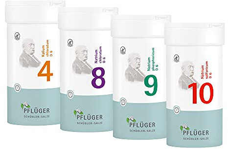 PFLÜGER Schüßler Salze - Stoffwechsel-Kur - Nr. 4, 8, 9, 10 je 400 Tabletten - glutenfrei