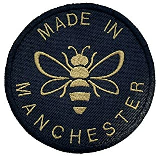 Smartbadge® Bestickter Aufnäher zum Aufnähen / Aufbügeln, Motiv Bee Made in Manchester