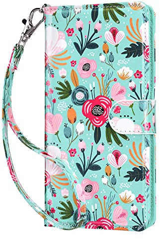 ULAK Handyhülle für Samsung Galaxy S20 FE Hülle Premium Leder Schutzhülle Tasche Flip Case Standfunktion Kartenfach Klapphülle mit Stoßfest Magnetisch Cover - Bunt Blumen