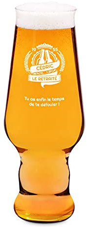Maverton Chope à Bière Personnalisée de 0,4 l – Verre de haute qualité pour lui - Verre à Bière gravé - Cadeau d’anniversaire pour homme - Retraité