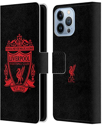 Head Case Designs Offizielle Liverpool Football Club Schwarz 2 Crest 1 Leder-Wallet-Hülle Kompatibel mit Apple iPhone 13 Pro Max