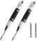 2 Pack Automatic Center Punch, 5 Inches Black Spring Loaded Center Hole Punch, Adjustable Tension Impact Auto Center Punch Tool, with 2 Replacement Tips, Hand Tool for Metal or Wood