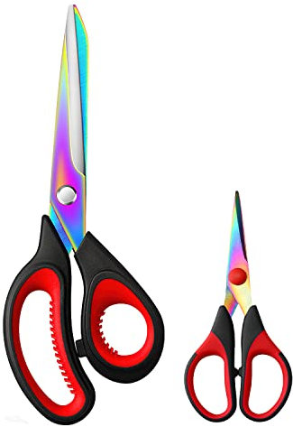 SCAIKTIG Hochwertige 24,1 cm Titanbeschichtung, scharfe Schneiderschere für Allzweck, robuste Stoffschneideschere, Rechts- und Linkshänder, weicher Komfortgriff, Schere für Büro, Schule, Zuhause