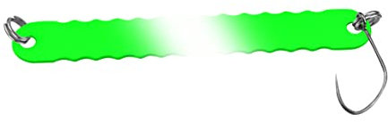 FTM Blinker zum Forellenangeln Spoon Curl Kong 3,5g 6,7cm, Farbe:neon grün lumi/schwarz Glitter