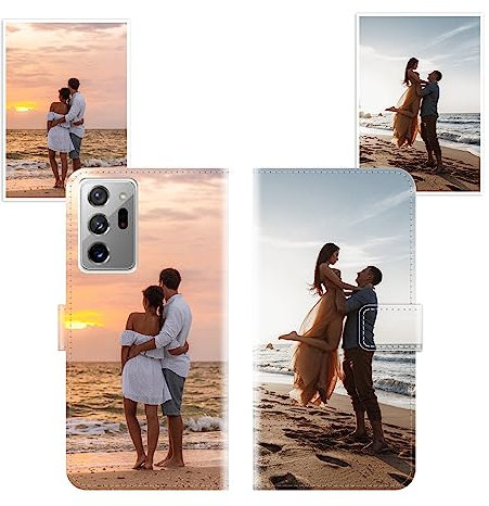 Sunrive Personalisierte hülle kompatibel mit Samsung Galaxy Note 20 Ultra 5G Handyhülle Benutzerdefiniert,Schutzhülle Lederhülle handykette universal Etui mit Eigenem Foto Bild Text Individuelle