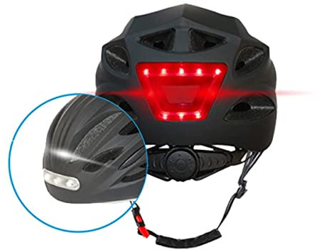 BEEPER - Casque avec LED Avant et arrière pour Vélo, VTT, Trottinette électrique ME134 (Large, Noir)