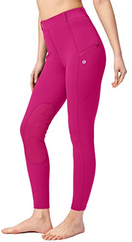 SANTINY Women's Riding Pants Equestrian Breeches Knee-Patch Horse Riding Tights, Rose, M