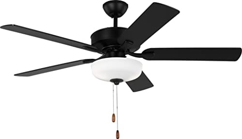 Monte Carlo Fans 5LD52MBKD Monte Carlo Fans-Linden-5 Blade Ceiling Fan with Light Kit in Traditional Style-17.2 Inch Tall and 52 Inch Wide, Finish Color: Midnight Black
